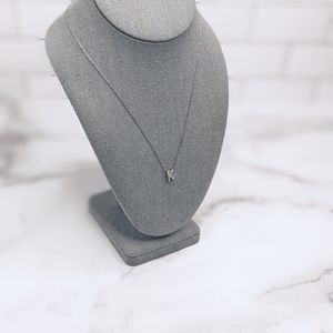 Sterling silver tiny k initial necklace